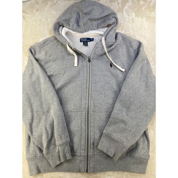 POLO RALPH LAUREN Vintage Grey Full Zip Men’s Thermal Lined Hoodie Sweater XXL - Picture 5 of 16
